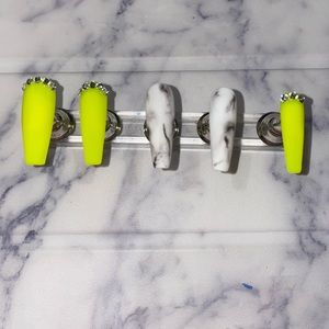 Neon Yellow Marble Press on Nails